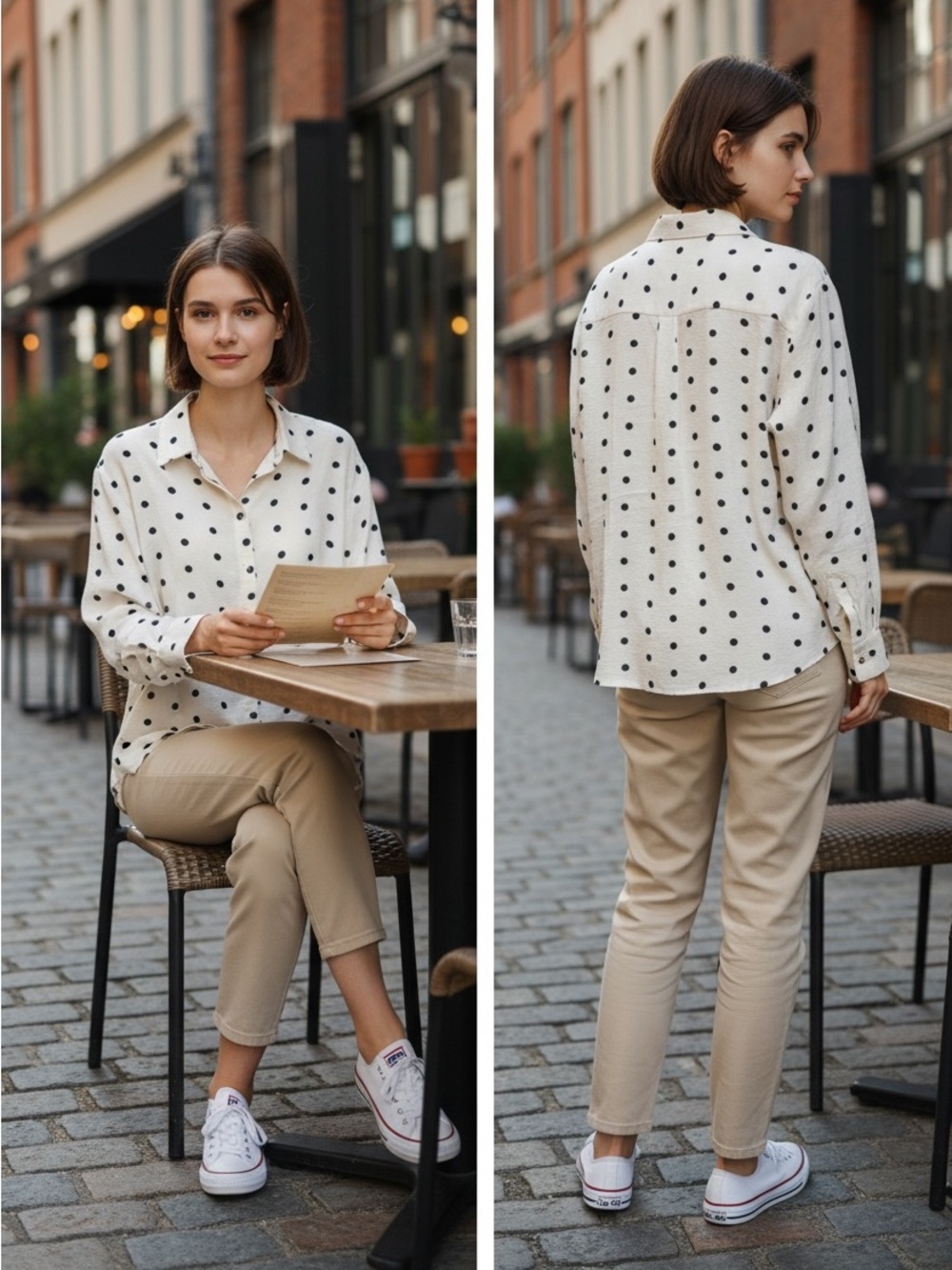 Industry Republic Clothing.  Size Small. White and Black. Dotted Blouse -